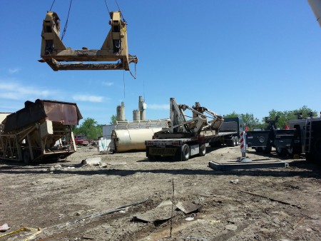 How do you move an entire concrete plant? One piece at a time!